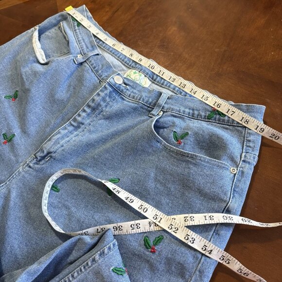 Vintage Quaker Factory Jeans Sz 24W Women’s Cherry Embroidery Print High Rise - Picture 8 of 15